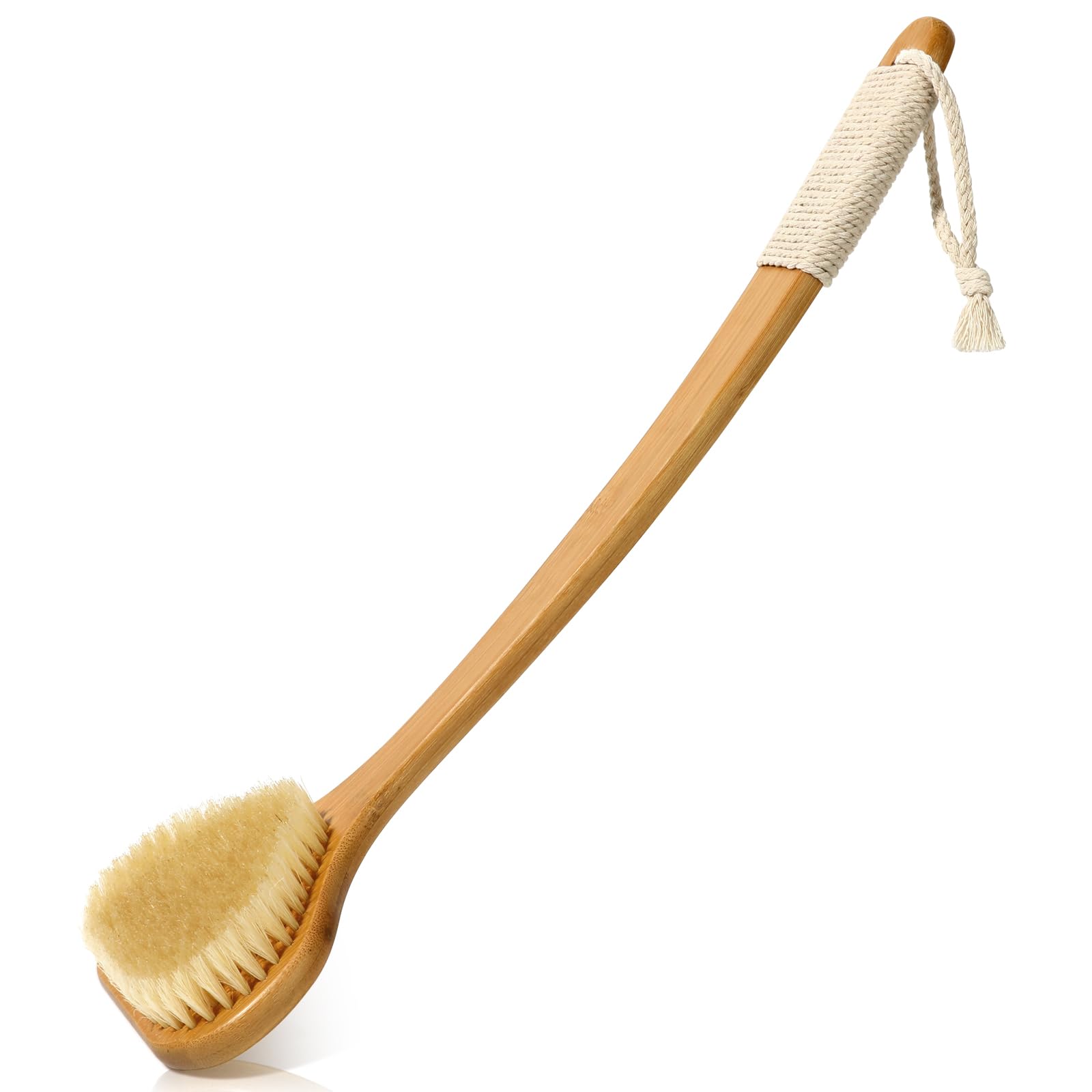 eaxun front view of bamboo back scrubber showing full length and shape, improves reach