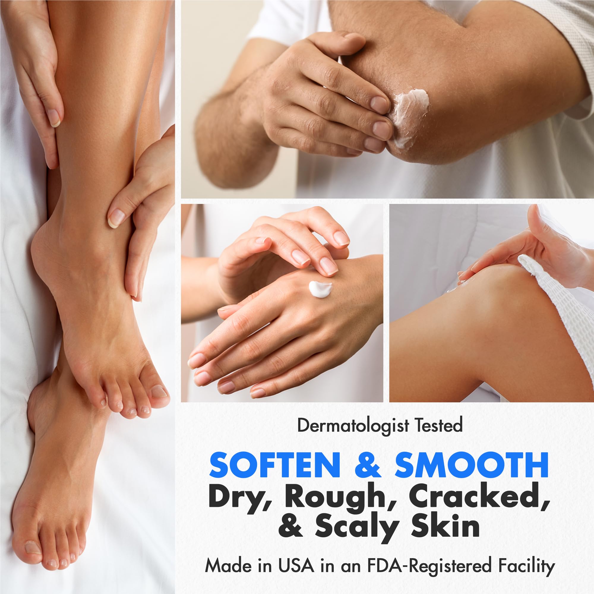 Ebanel cream being massaged into heel to soften calluses and dry skin