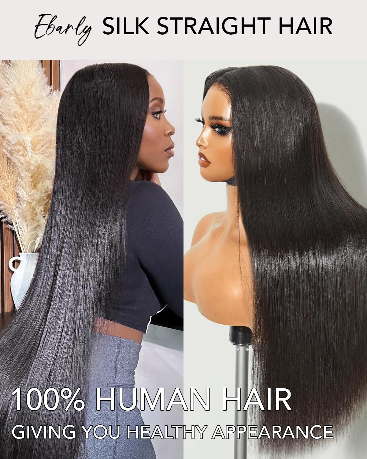 Ebarly wig on model showing easy wear and polished style