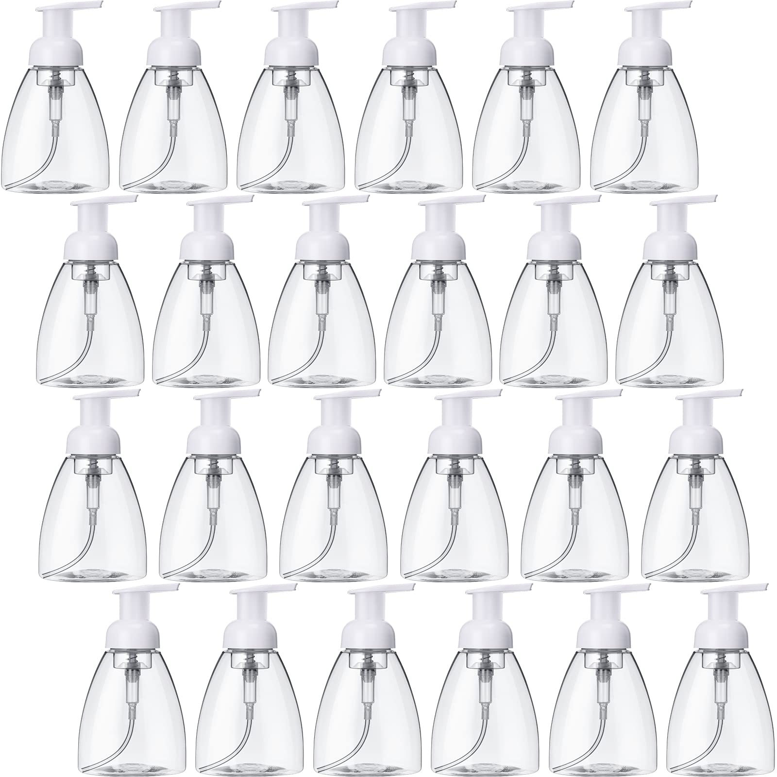 EBOOT front view of 24-pack showing clear refillable bottles and foam pumps