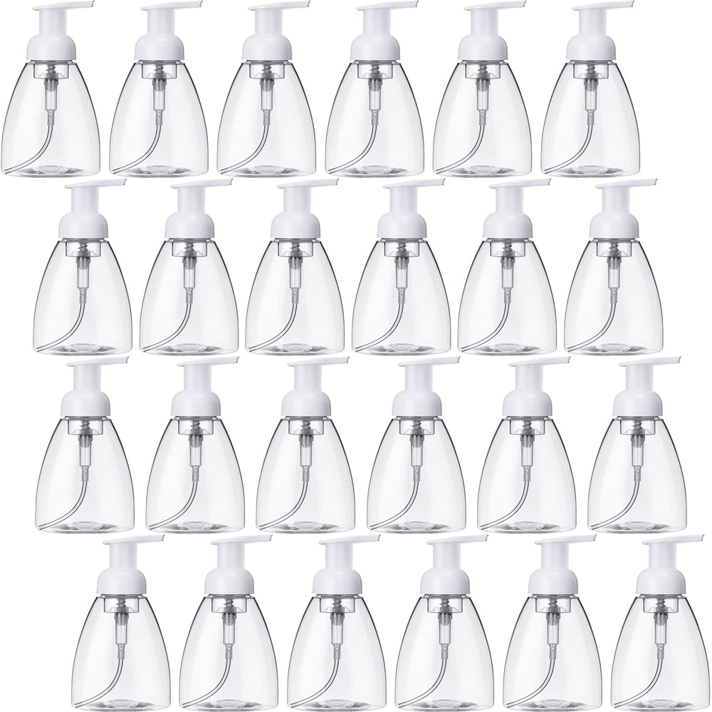 EBOOT front view of 24-pack showing clear refillable bottles and foam pumps