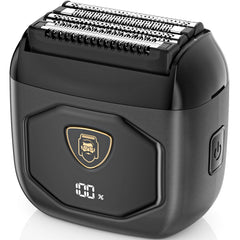 EchoByte front view showing full-metal shaver and ergonomic grip benefit