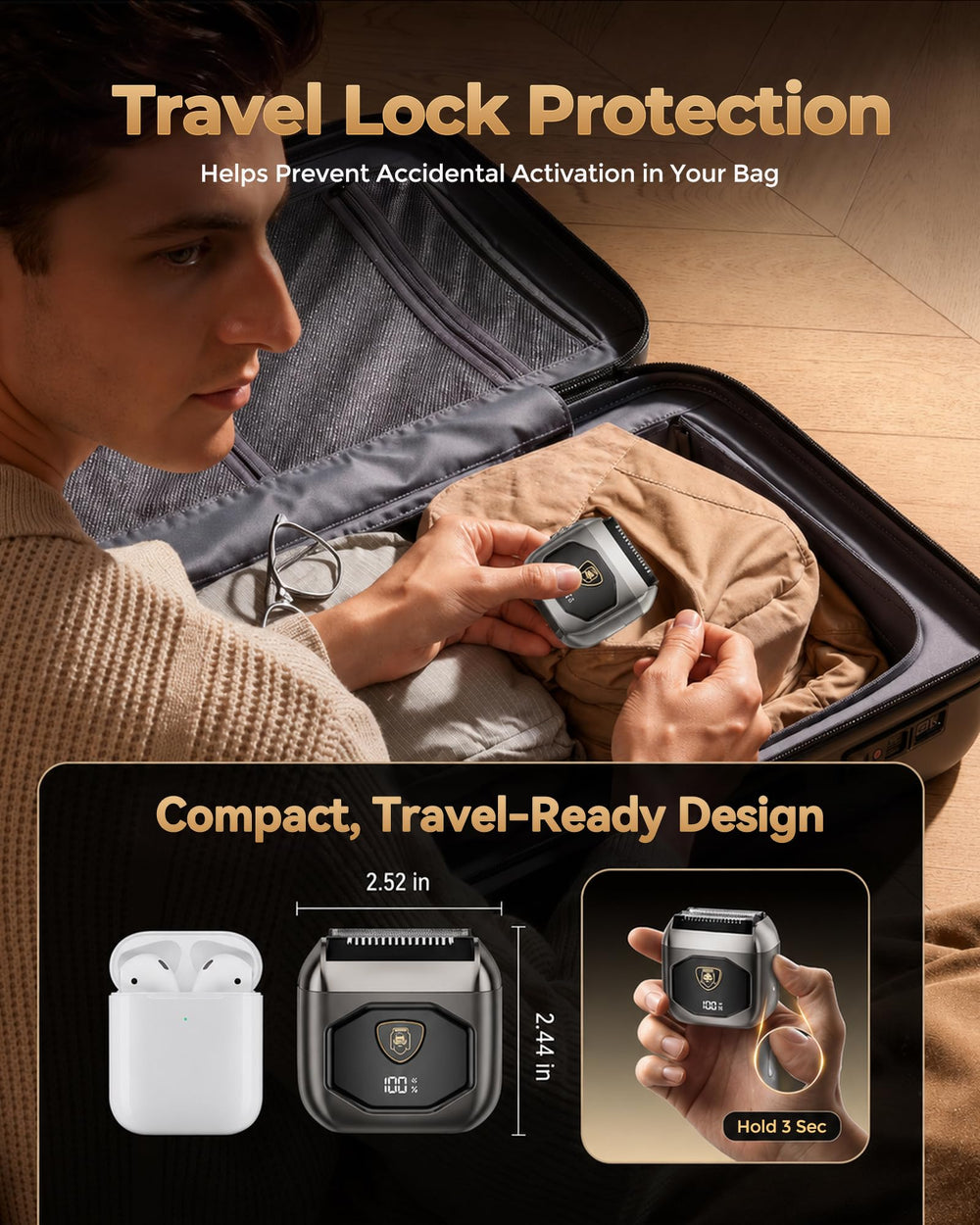 EchoByte next to smartphone to show compact travel-friendly size