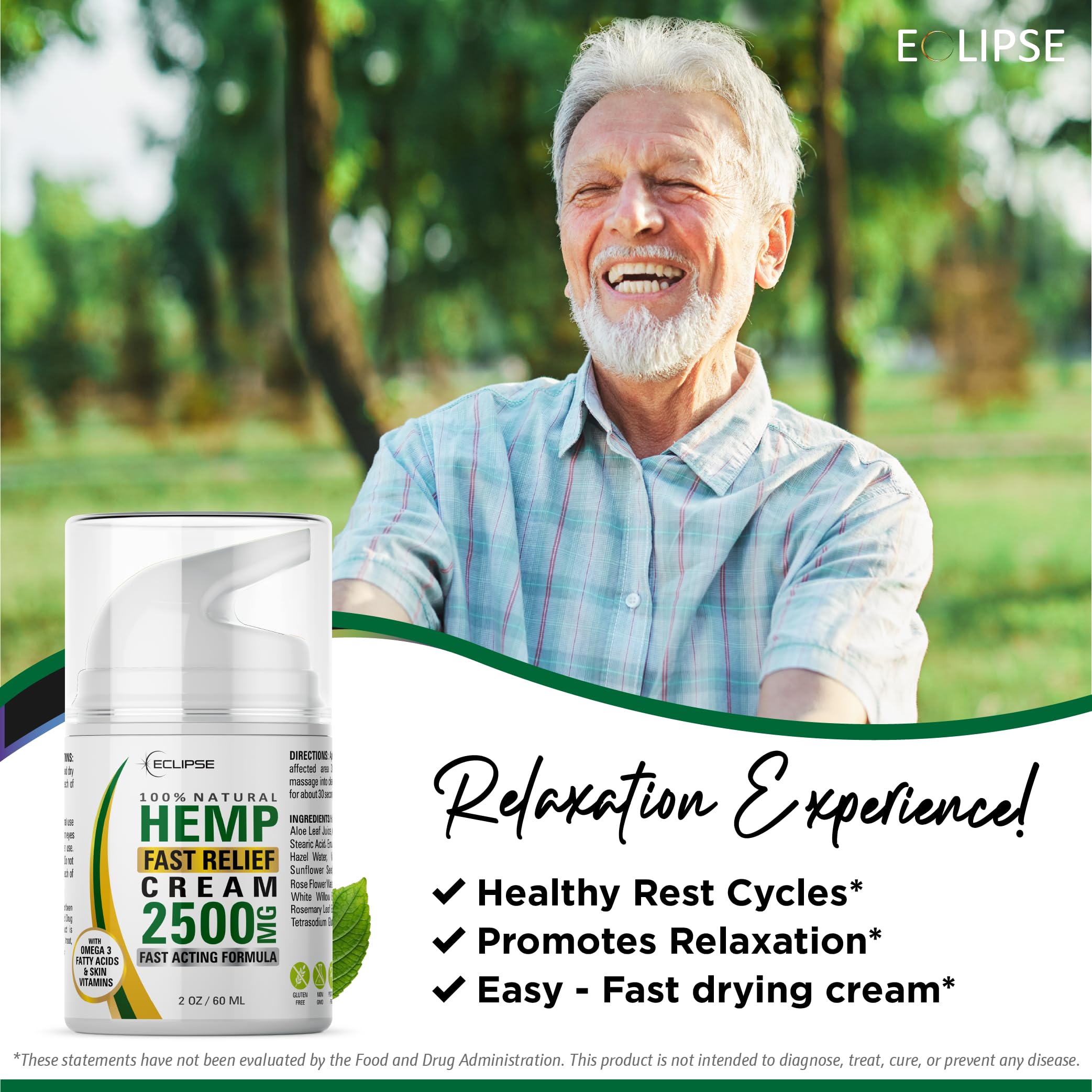 Eclipse Hemp product label and ingredient list visible to show transparency and sourcing benefit