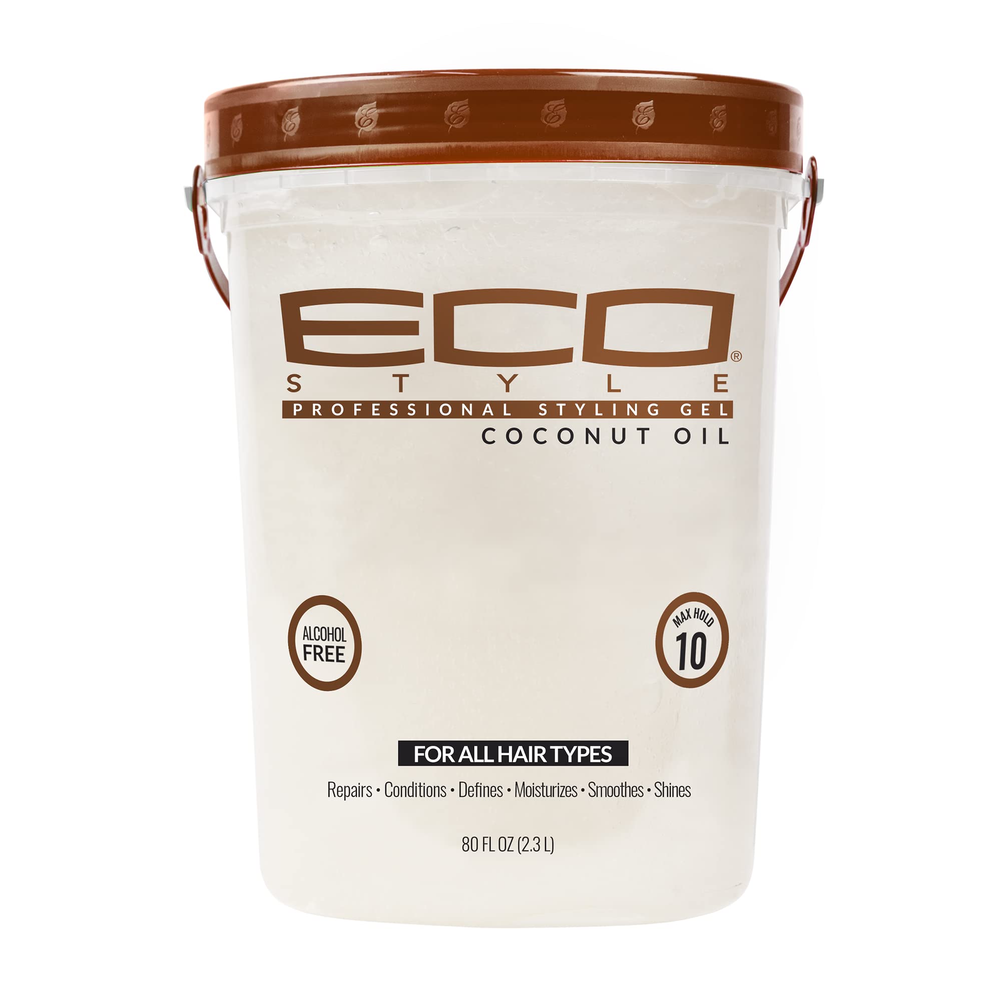 Eco Style jar front view showing product and bold label, highlights brand and clear styling benefits