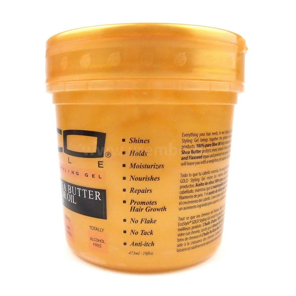 Eco Style gold gel texture close-up demonstrating smooth spreadability and conditioning