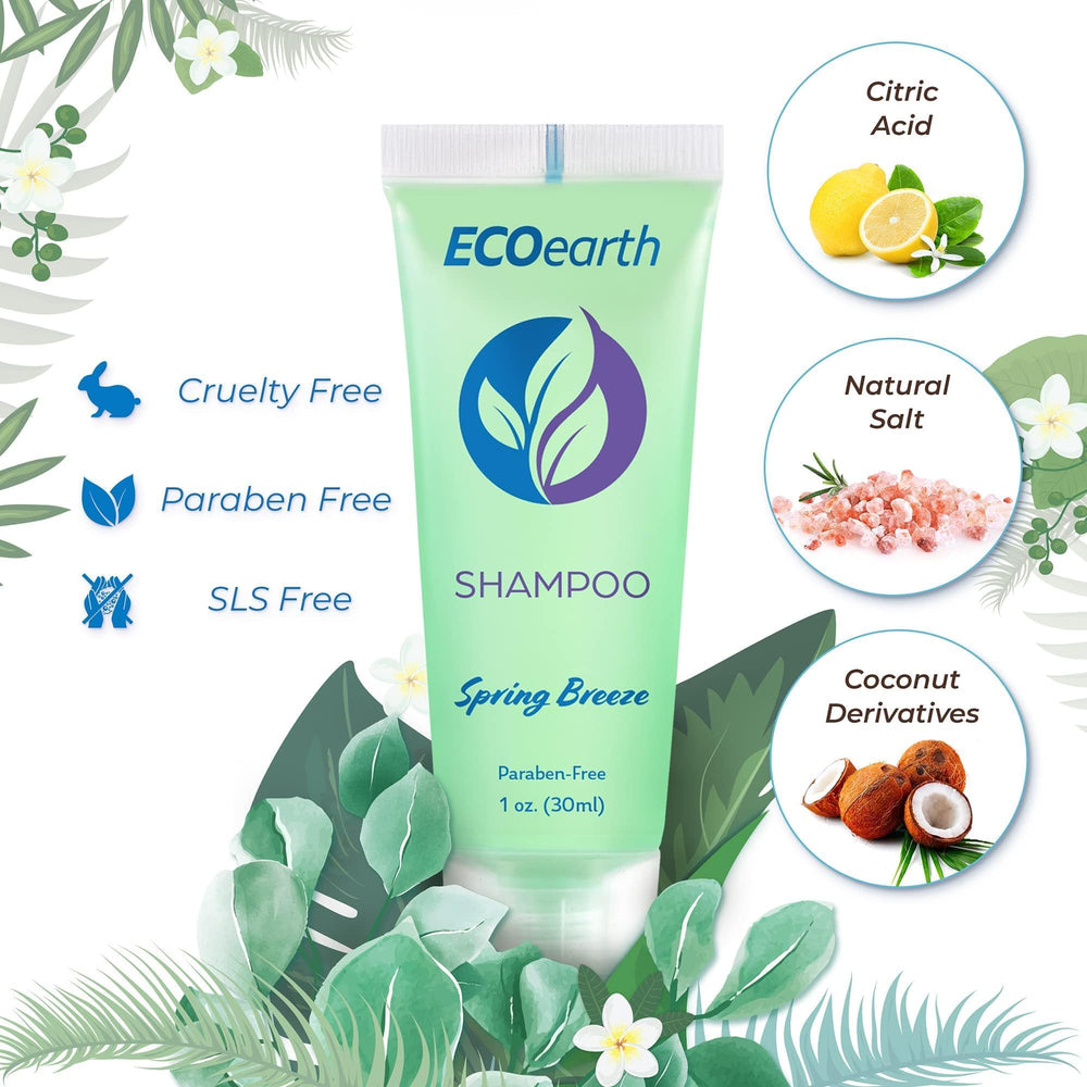 EcoEarth bottle close-up label highlighting ingredients and travel-friendly leak-proof design
