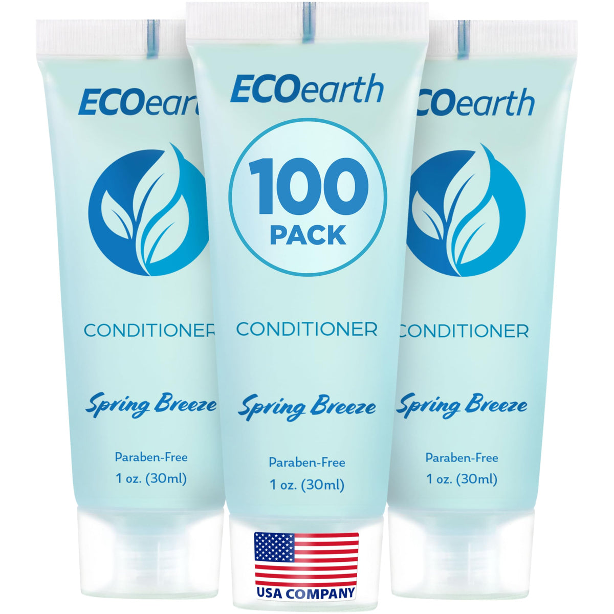 EcoEarth front packaging showing 100-count tubes and Spring Breeze scent benefit