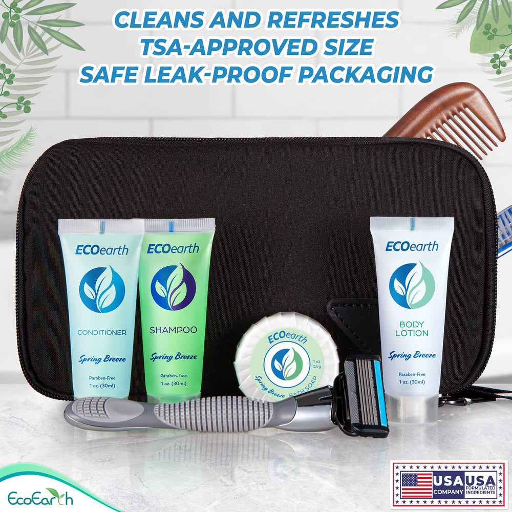 EcoEarth in-use on a hotel vanity showing neat presentation and guest delight benefit