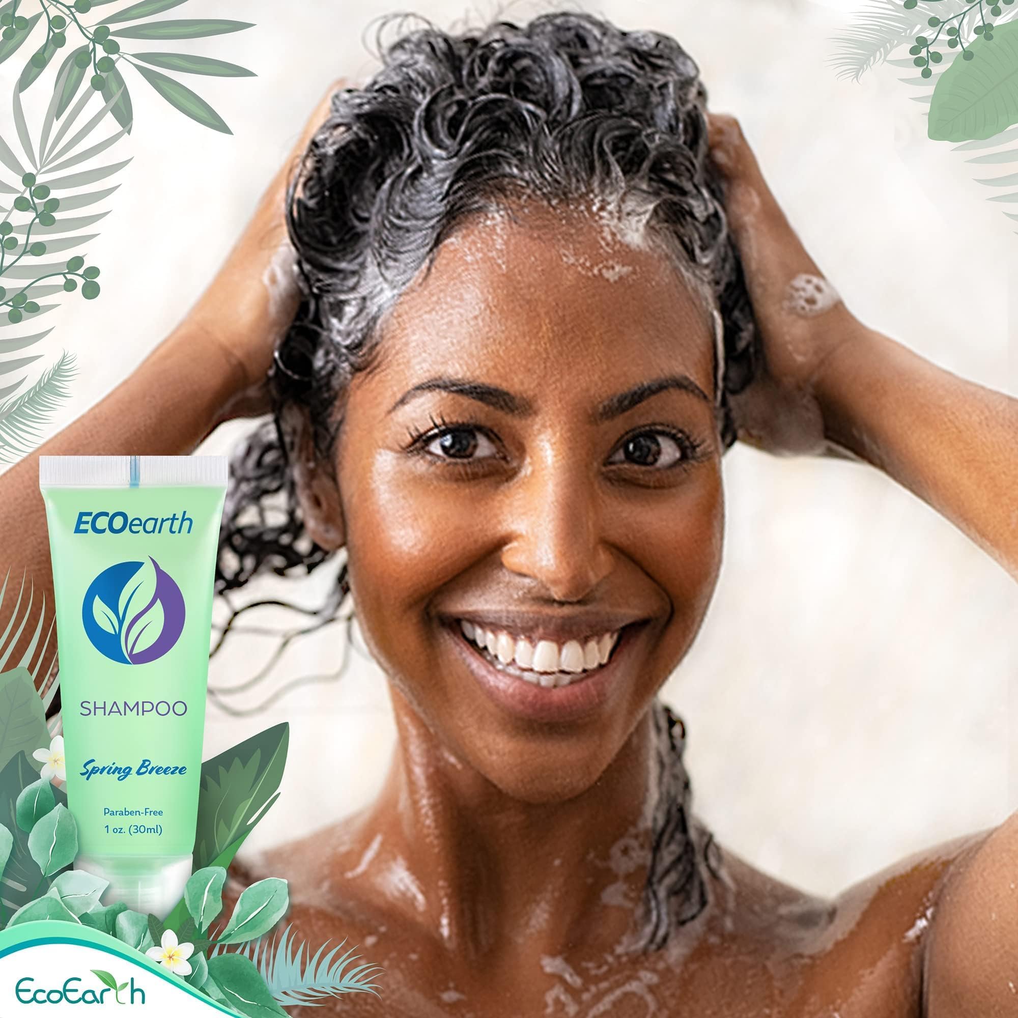 EcoEarth shampoo texture dollop showing creamy lather and gentle cleansing for guests