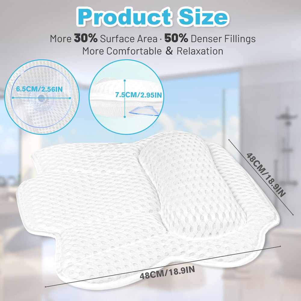 EcoHLL bath pillow in a serene bathroom scene conveying spa-like relaxation at home