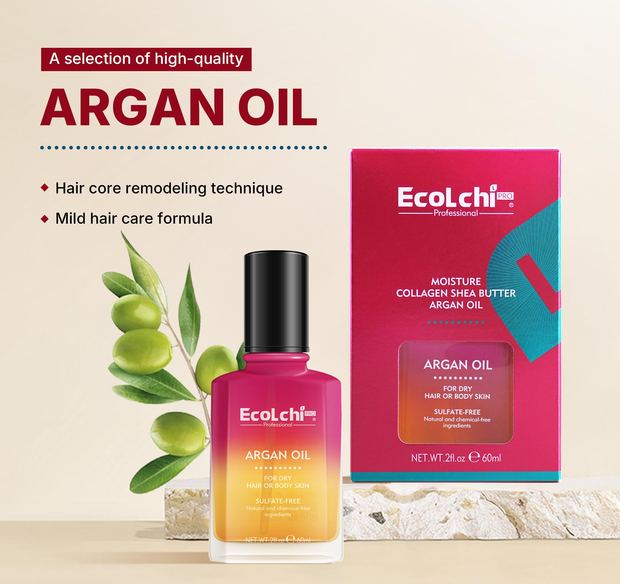 ECOLCHIPRO closeup of oil pour highlighting lightweight smooth texture