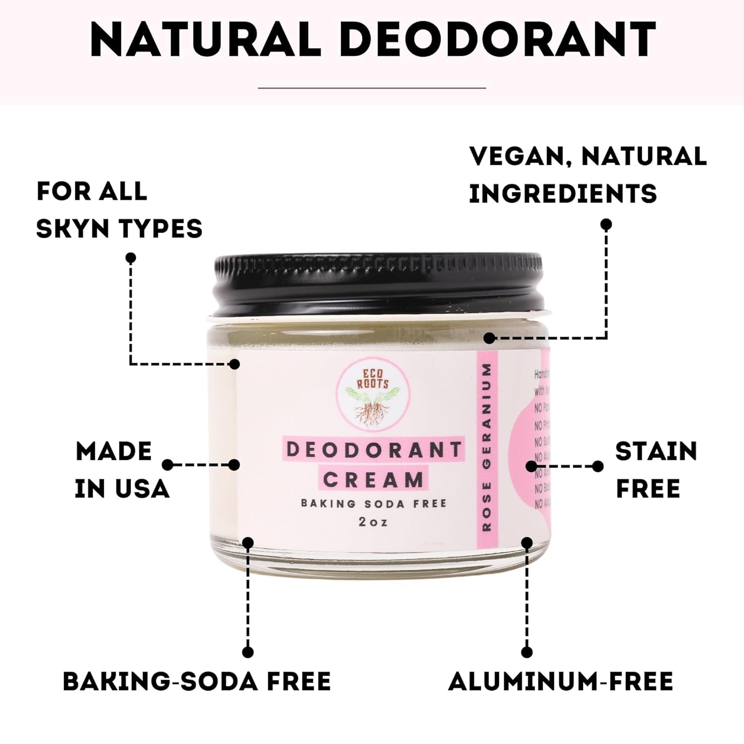 EcoRoots label close-up showing ingredient transparency and safety benefit