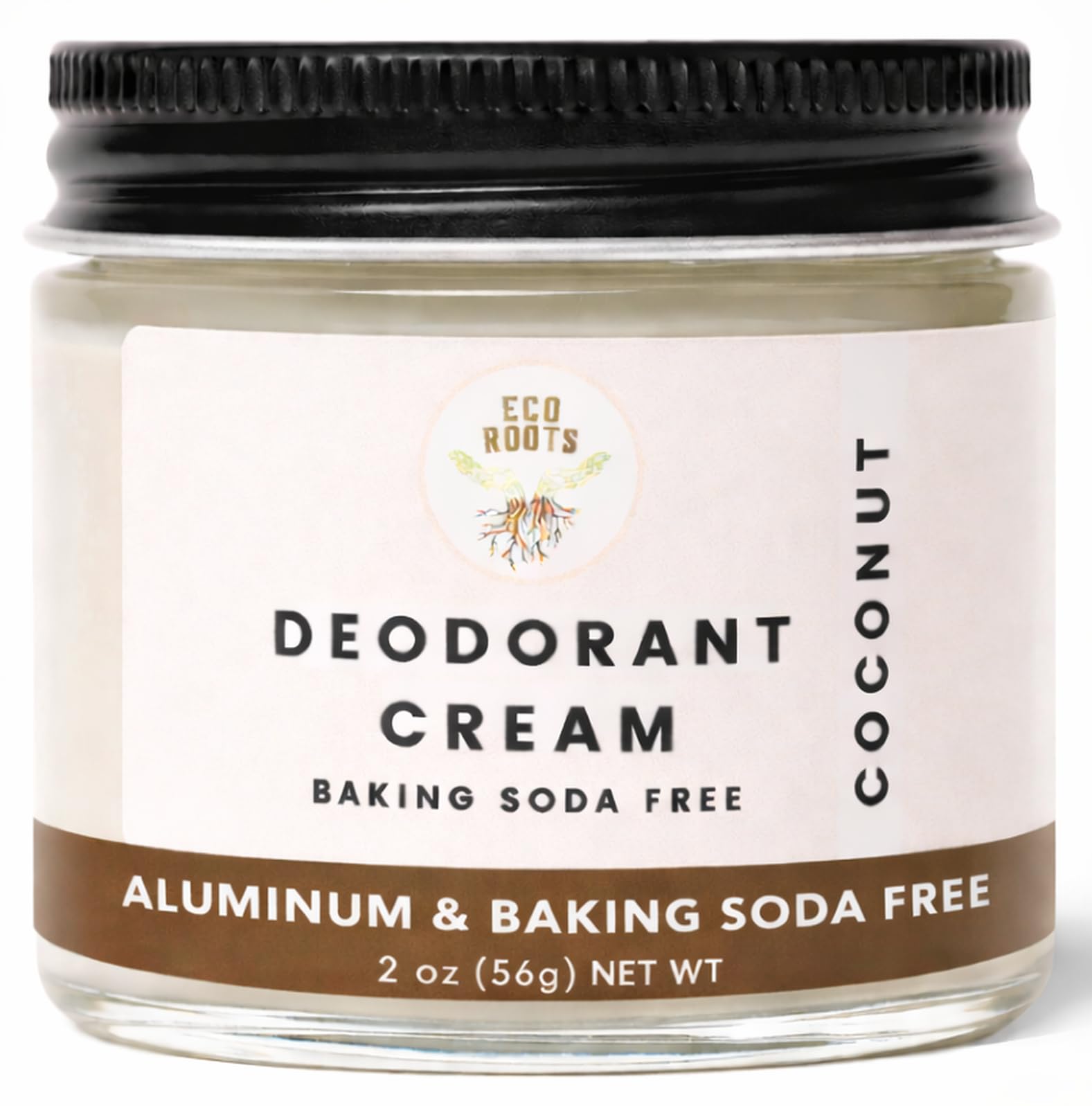 ECO ROOTS front jar showing clean packaging and aluminum-free benefit
