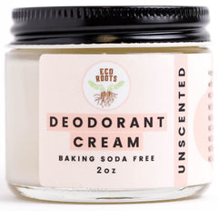 EcoRoots front jar view showing clean aluminum-free deodorant packaging and trust