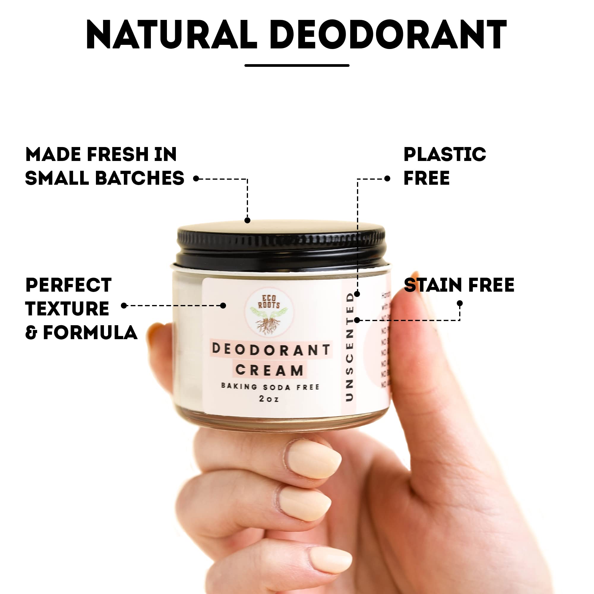 EcoRoots ingredient flatlay with organic elements emphasizing clean, plant-based formula