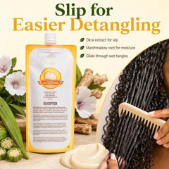Ecoslay applied to curly hair showing detangling and definition benefit