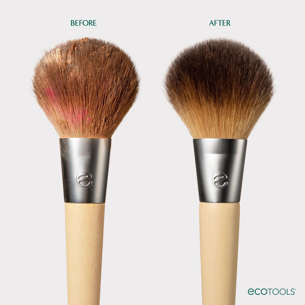 EcoTools rinsed brush bristles appearing clean and fluffy for improved application