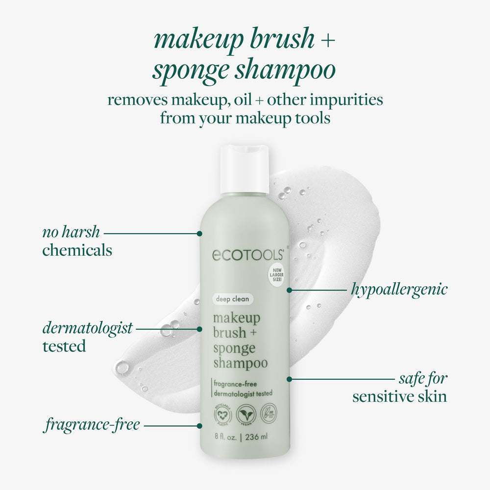 EcoTools pump dispensing shampoo demonstrating texture and control