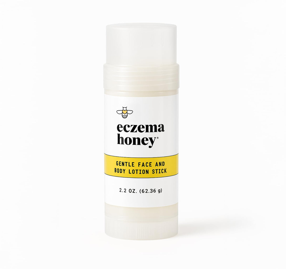 ECZEMA HONEY lotion stick front view shows compact, travel-friendly container