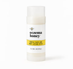 ECZEMA HONEY lotion stick front view shows compact, travel-friendly container