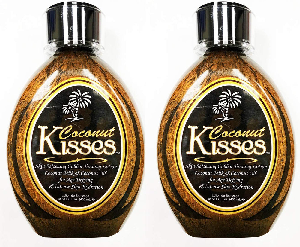 ED HARDY Coconut Kisses front packaging, two 13.5 oz bottles showing label and palm logo benefits
