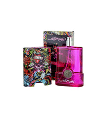 ED HARDY bottle close-up highlighting cap and label for authenticity