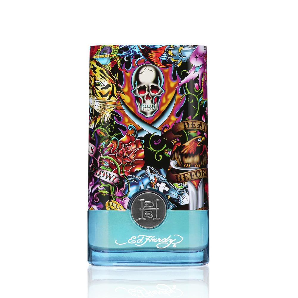 ED HARDY label close-up highlighting design detail and premium look