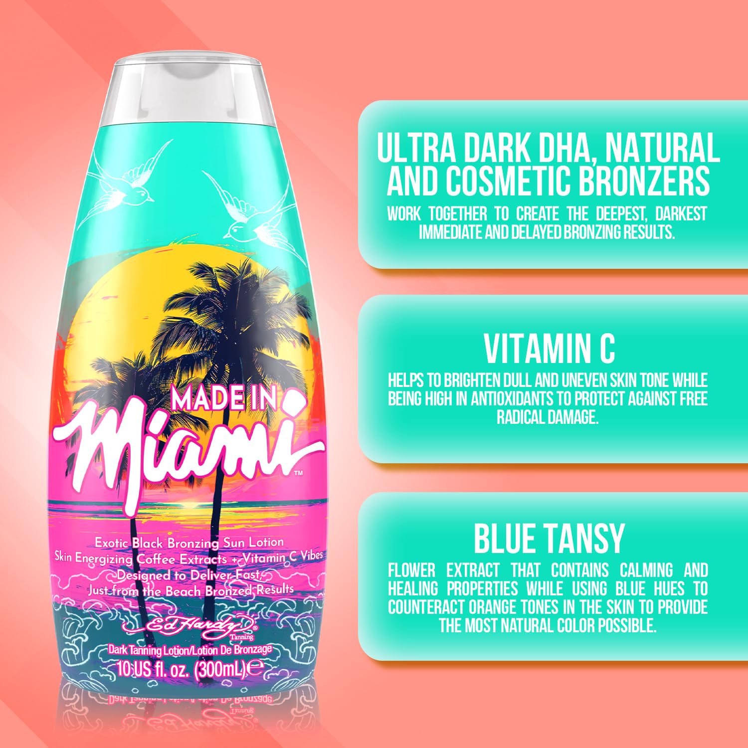 ED HARDY lifestyle rooftop scene conveying deep tan results and Miami nightlife vibe
