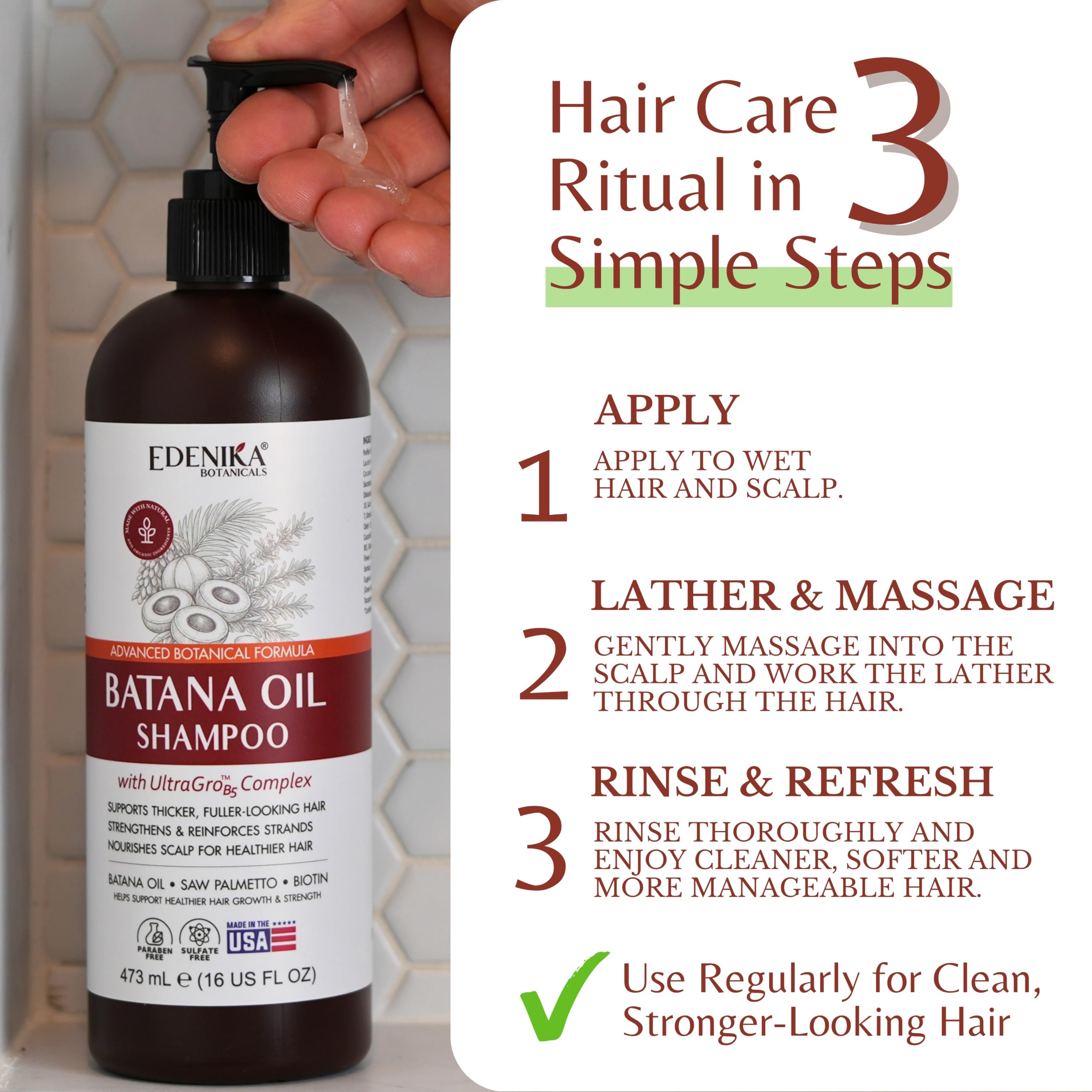 EDENIKA BOTANICALS scalp massage in use improving scalp nourishment