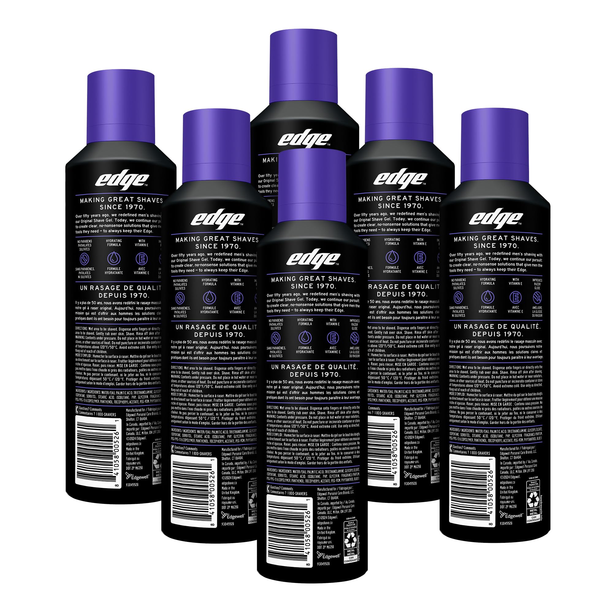 Edge side label close-up listing ingredients and product benefits