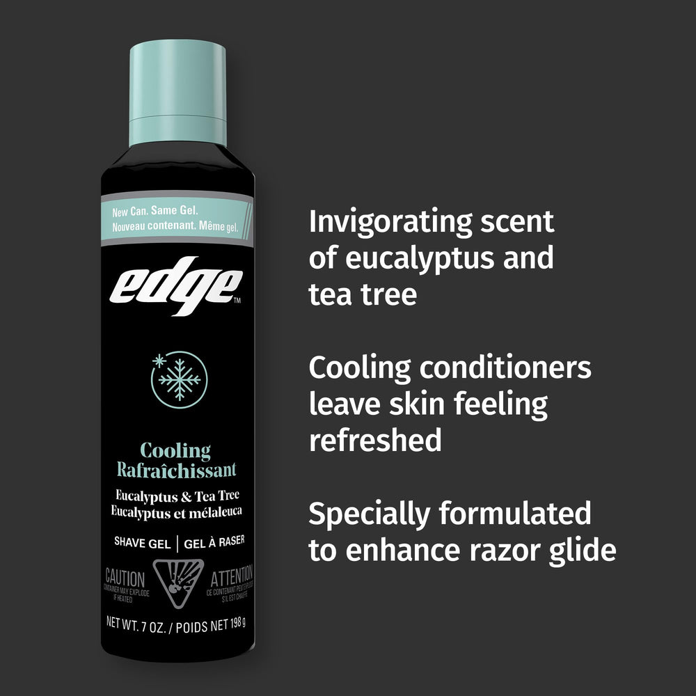 Edge gel applied on face demonstrating cooling finish for comfortable shave