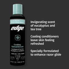 Edge gel applied on face demonstrating cooling finish for comfortable shave