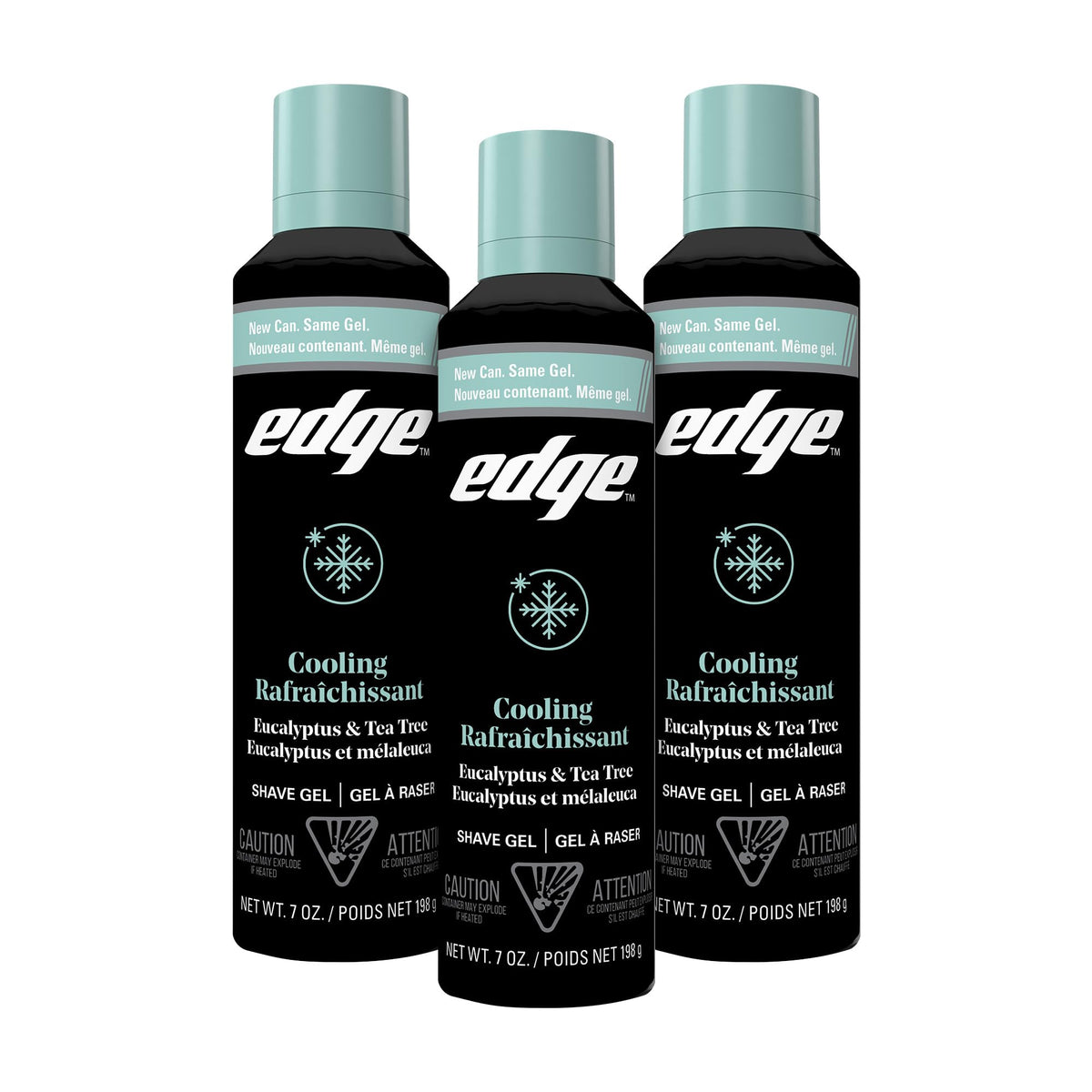 Edge front packaging showing can and label for quick identification and benefit