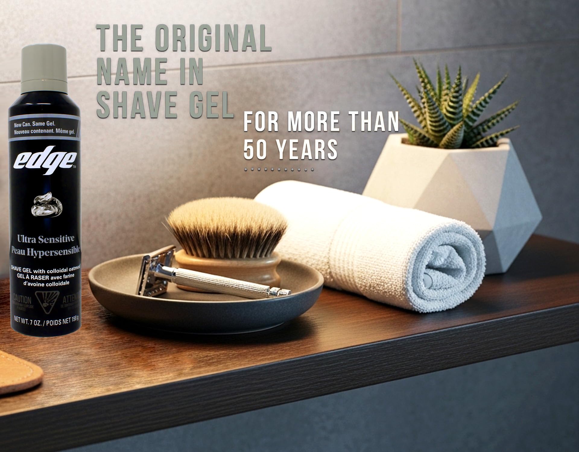 Post-shave smooth skin using Edge gel indicating minimized irritation and hydration