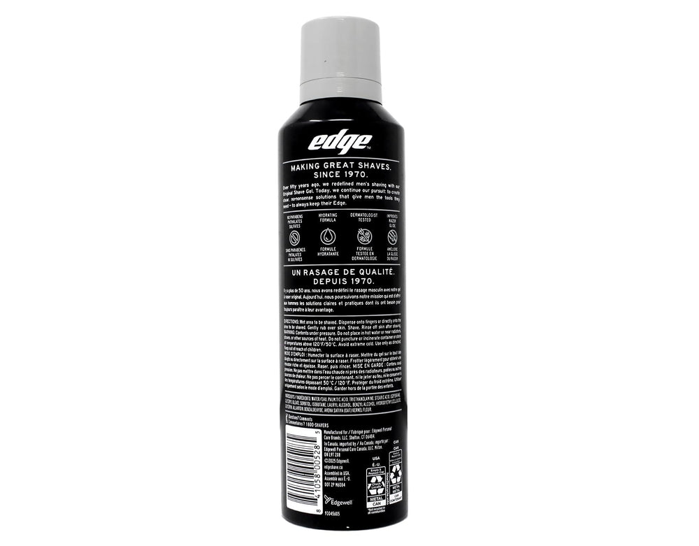 Edge product label close-up showing colloidal oatmeal and dermatologist-tested notes