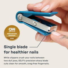 EDJY close-up of cutting edge illustrating precise stainless-steel blade