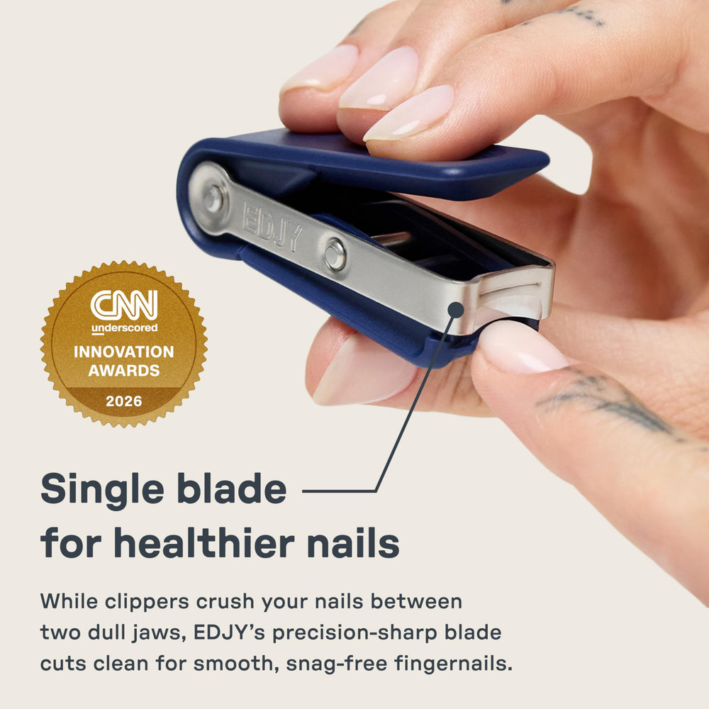EDJY blade close-up showing surgical-grade edge for precise, clean cuts