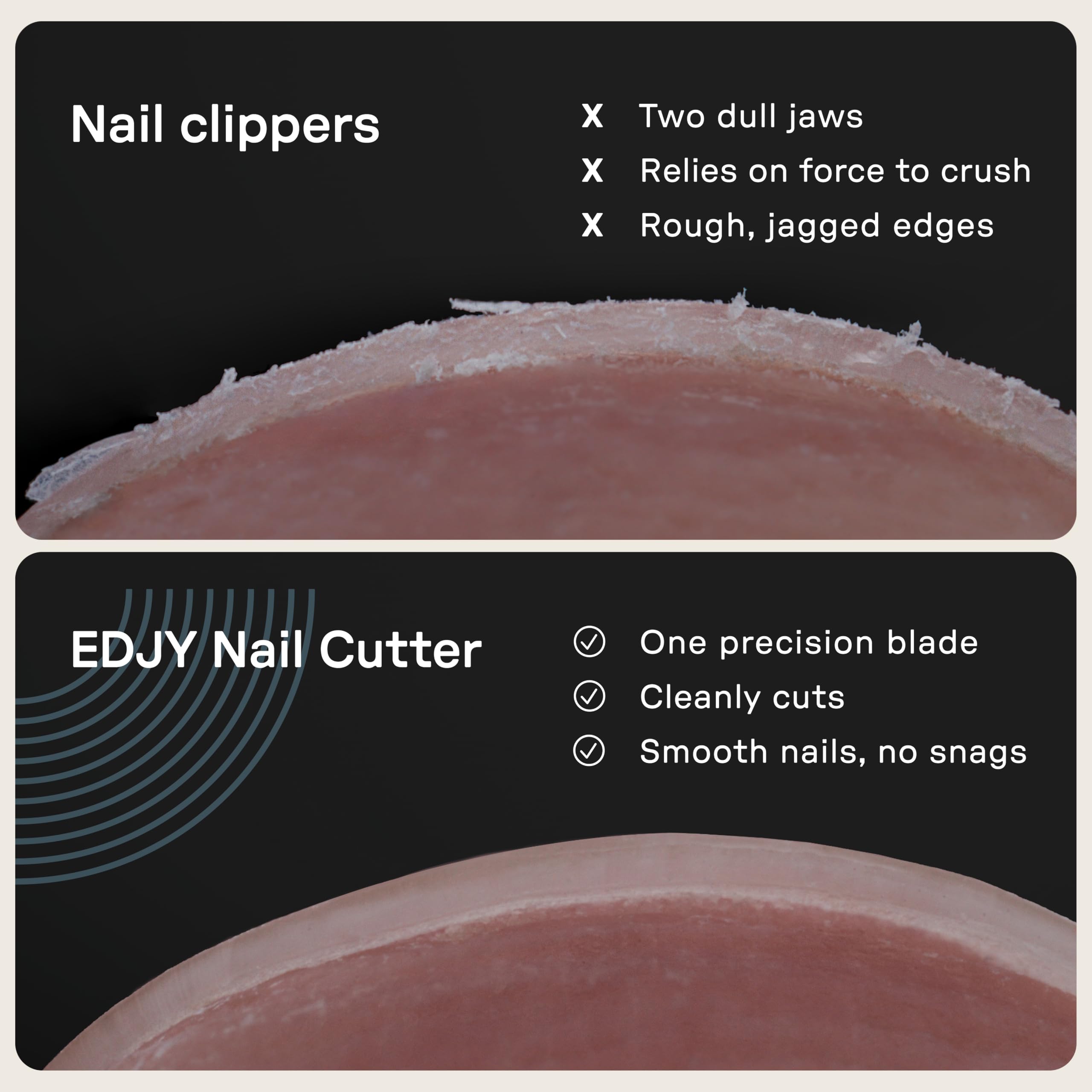 EDJY next to ruler size comparison showing compact design for travel convenience