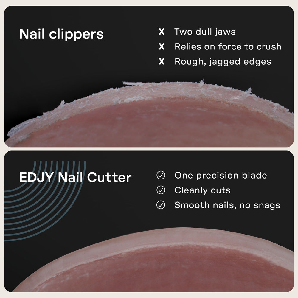EDJY next to ruler size comparison showing compact design for travel convenience