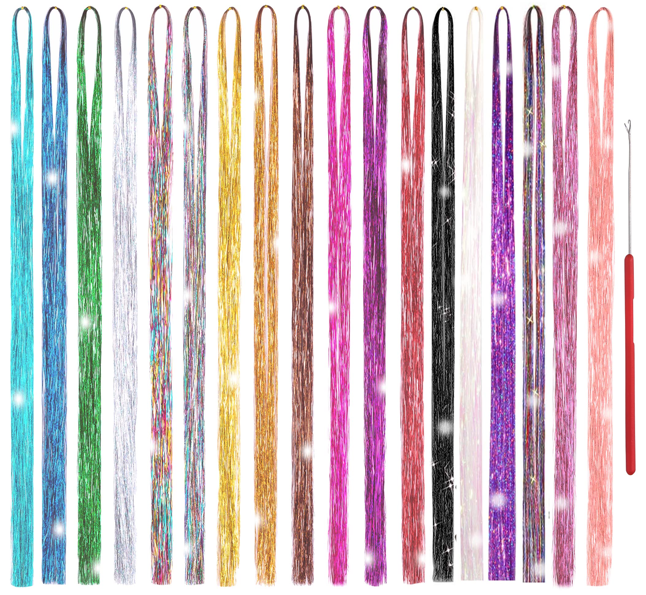 Edoneery front packaging showing full 12-color hair tinsel kit benefit: ready-to-use set