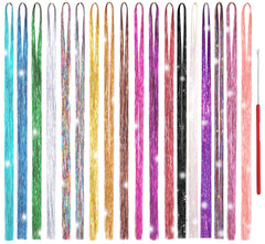 Edoneery front packaging showing full 12-color hair tinsel kit benefit: ready-to-use set