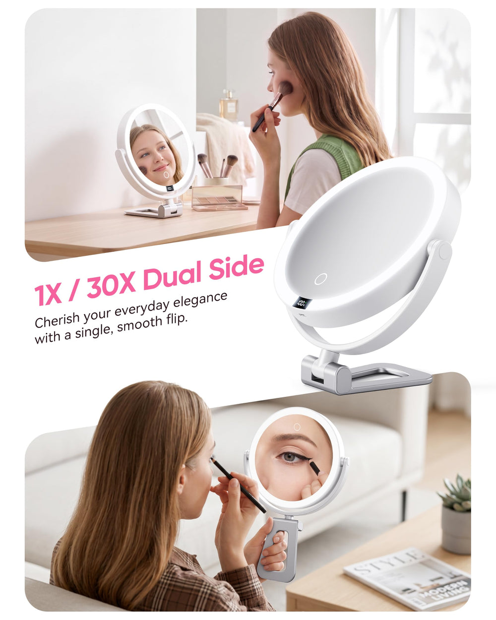 eeuuty held in hand as a portable mirror for on-the-go use