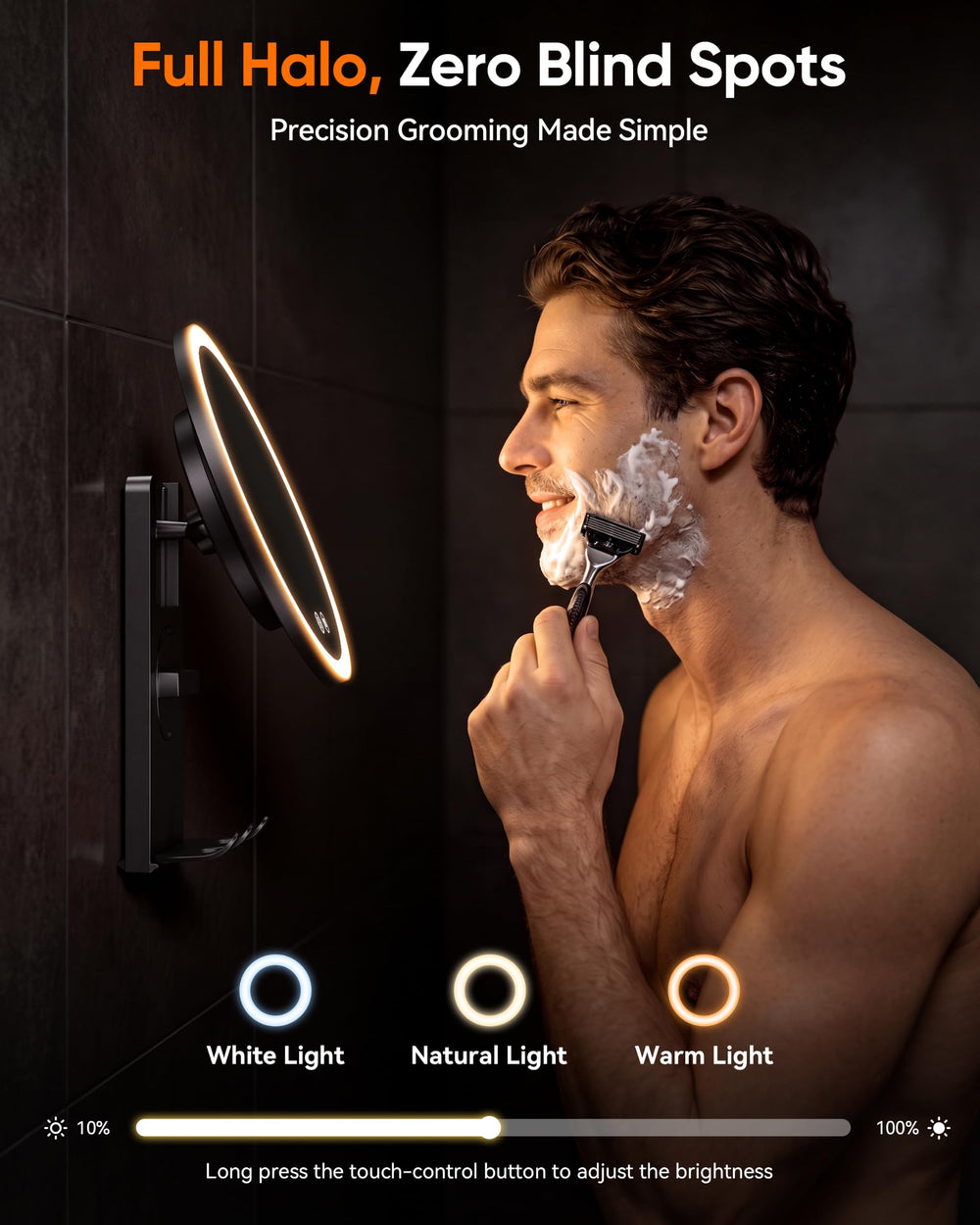 eeuuty LED color modes showing warm, natural, and cool lighting benefits