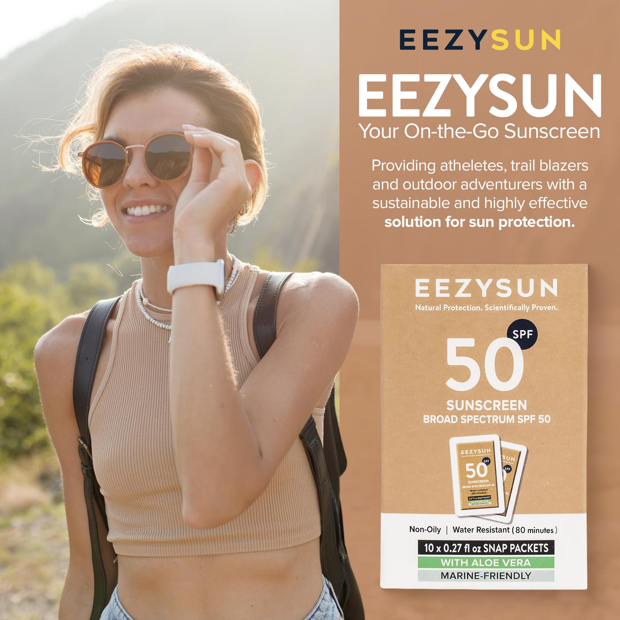 EEZYSUN packets inside travel kit for on-the-go sun care