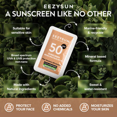 EEZYSUN mineral sunscreen texture on hand demonstrating smooth spread