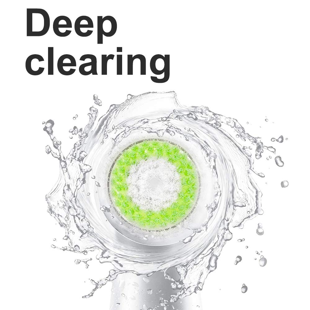 EFLY brush head installed on Clarisonic-style device showing easy click-in installation benefit