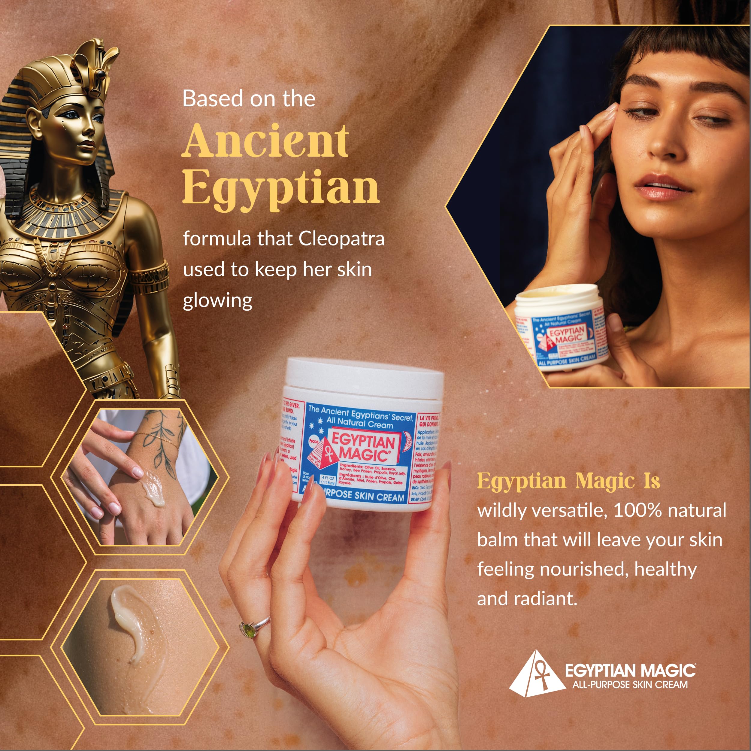 Egyptian Magic open jar revealing rich balm texture and easy spreadability
