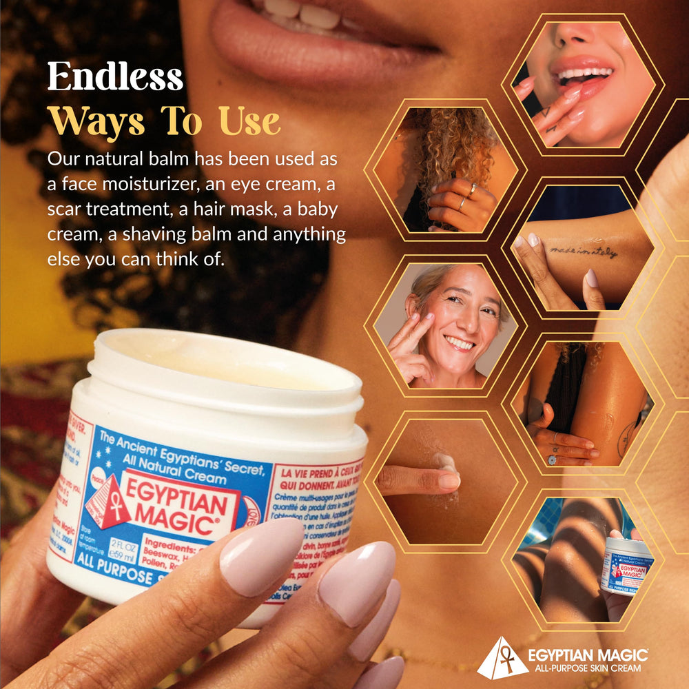 Egyptian Magic label closeup highlighting ingredients and clean formulation