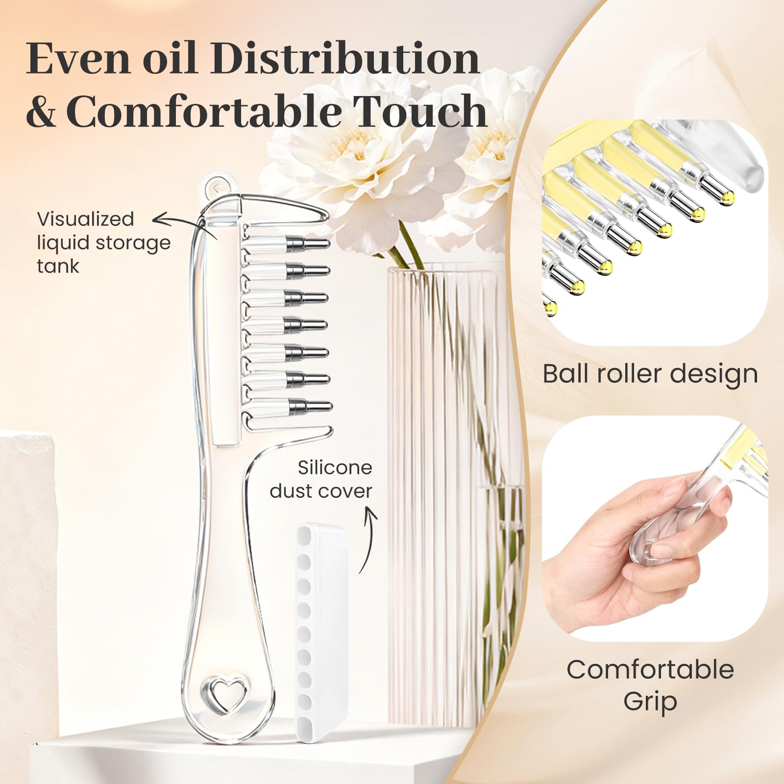 EHBELIF applicator in use on scalp delivering liquid to roots with minimal mess